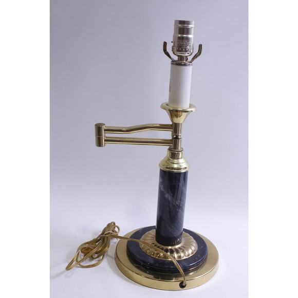 Brass Swivel Desk Lamp with Green Marble, Vintage, Retro, Art Deco - Picture 4 of 5